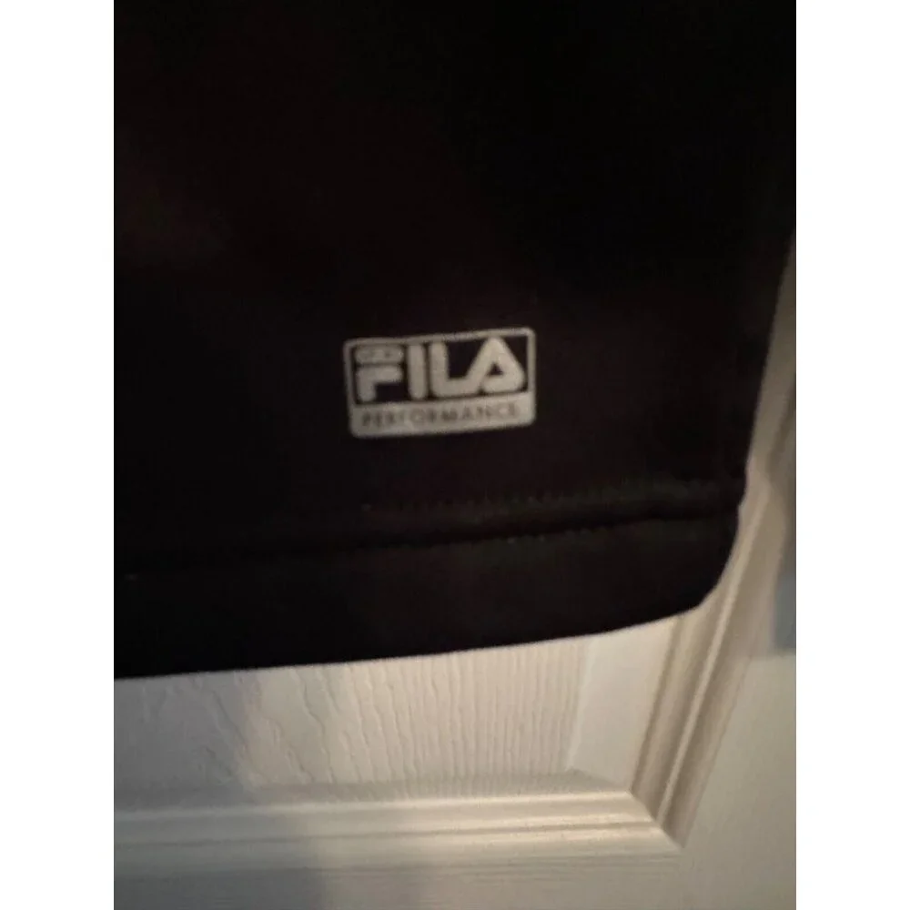 Mens FILA 1/4 Zip Black Lime Green & Reflective Accents Long Sleeve Blend SZ M - Picture 4 of 11